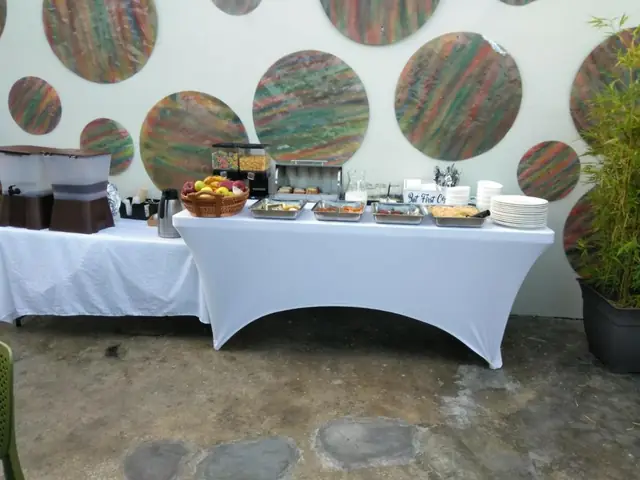 The breakfast buffet on the terrace at Studio 27